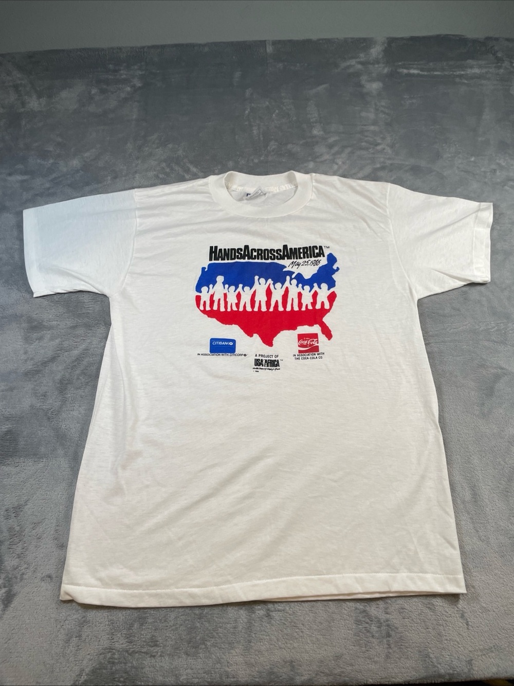 Vintage 1986 Hands Across America XL Tee Shirt Promo Seen On Movie “US”